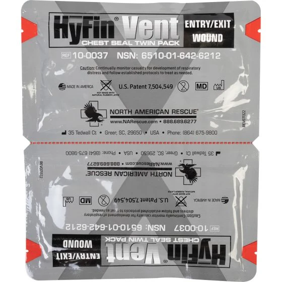 North American Rescue HyFin Vent Chest Seal · Twin Pack